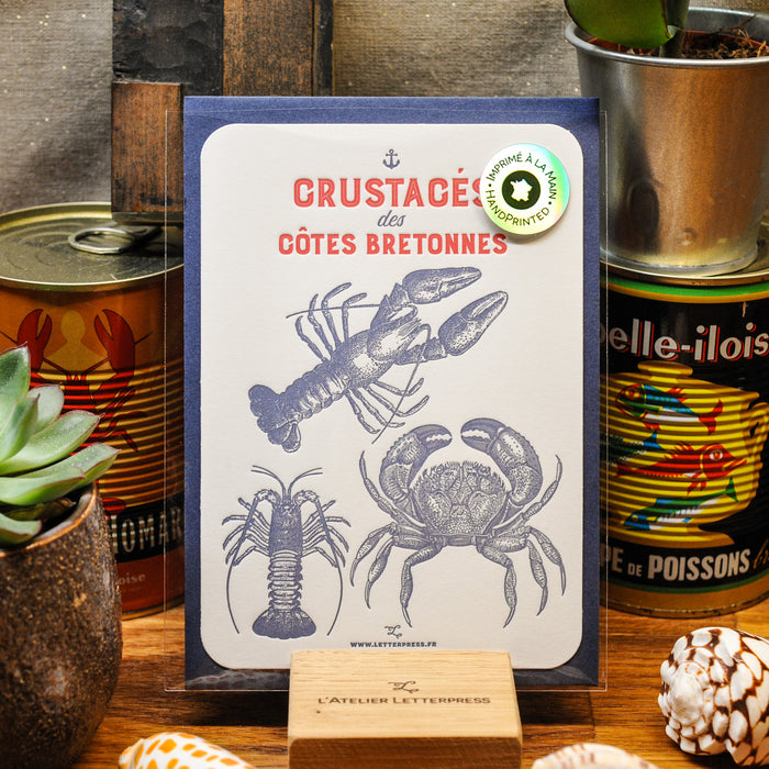  Letterpress Card Crustaceans from the Breton Coasts (with envelope)