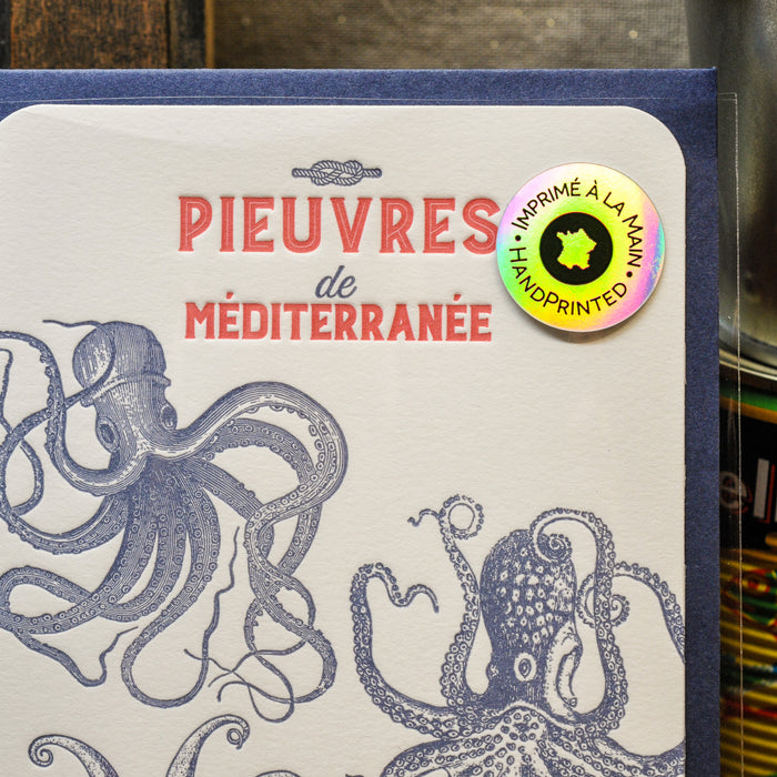 Letterpress Card Octopuses from the Mediterranean Sea (with envelope)