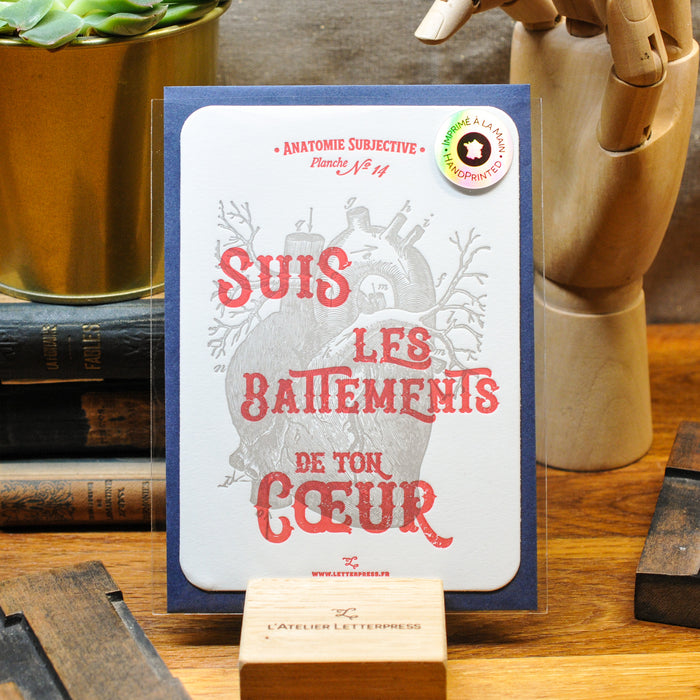 Letterpress Card Follow your Heartbeats (with envelope)