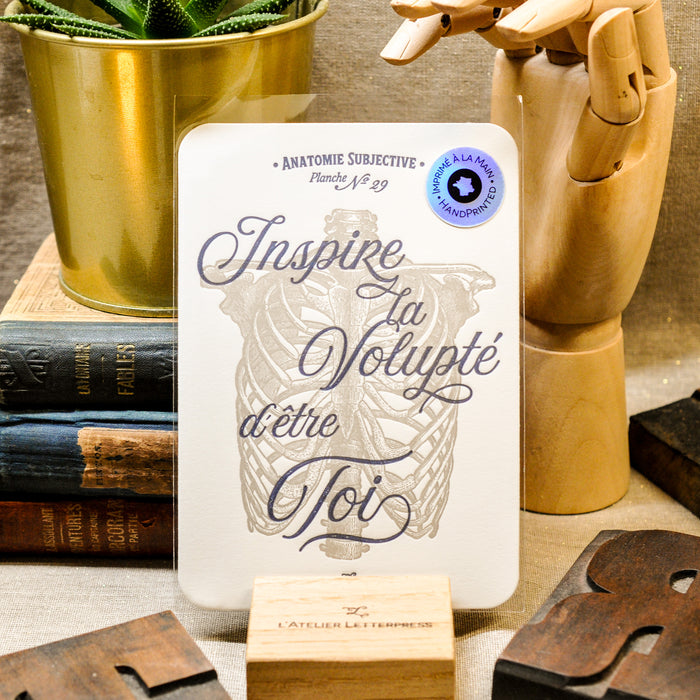 Carte Letterpress Inspire la Volupté d'être Toi