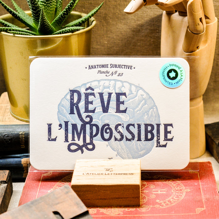 Carte Letterpress Rêve l'Impossible