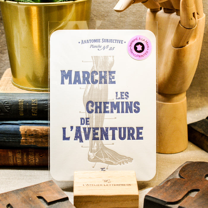 Carte Letterpress Marche les Chemins de l'Aventure