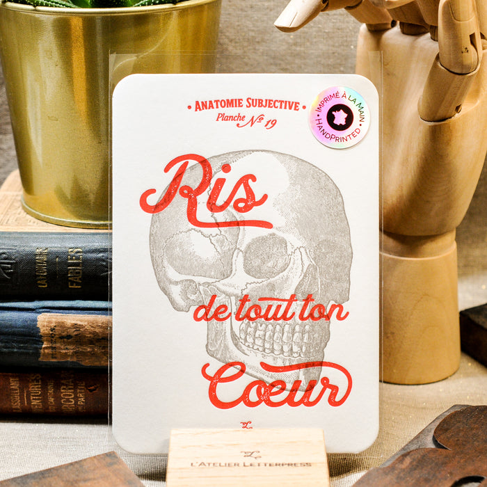 Carte Letterpress Ris de tout ton Coeur