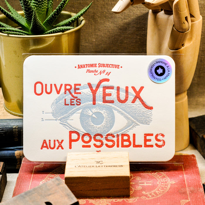 Letterpress Card Open your Eyes to Possibles
