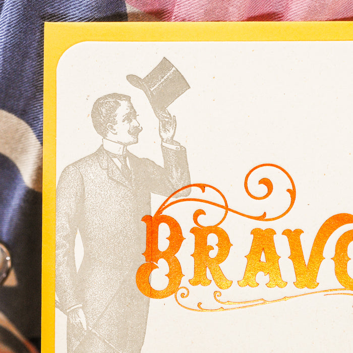 Letterpress Card Bravo Gentleman, orange (with envelope)