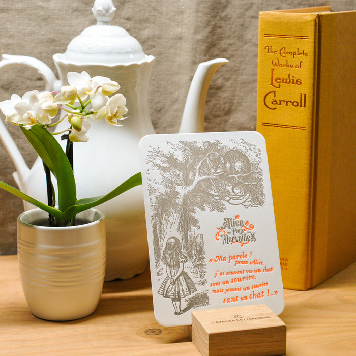 Letterpress Card Cheshire Cat - Alice in Wonderland