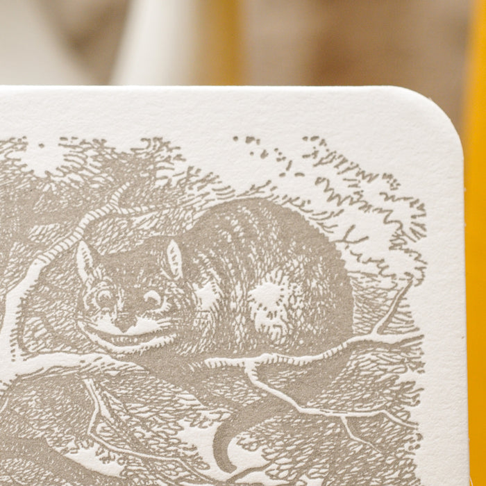 Letterpress Card Cheshire Cat - Alice in Wonderland