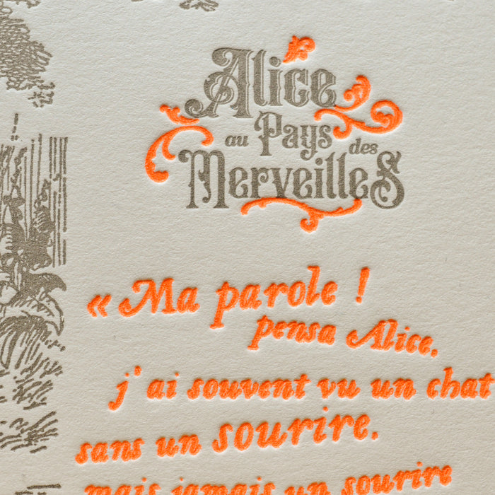 Letterpress Card Cheshire Cat - Alice in Wonderland