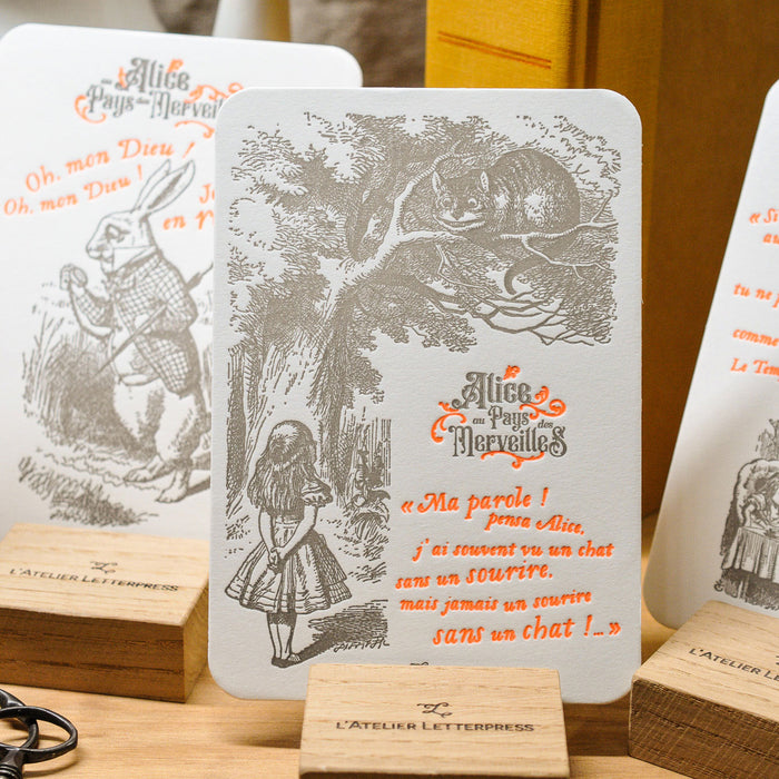 Carte Letterpress Chat Cheshire - Alice au Pays des Merveilles