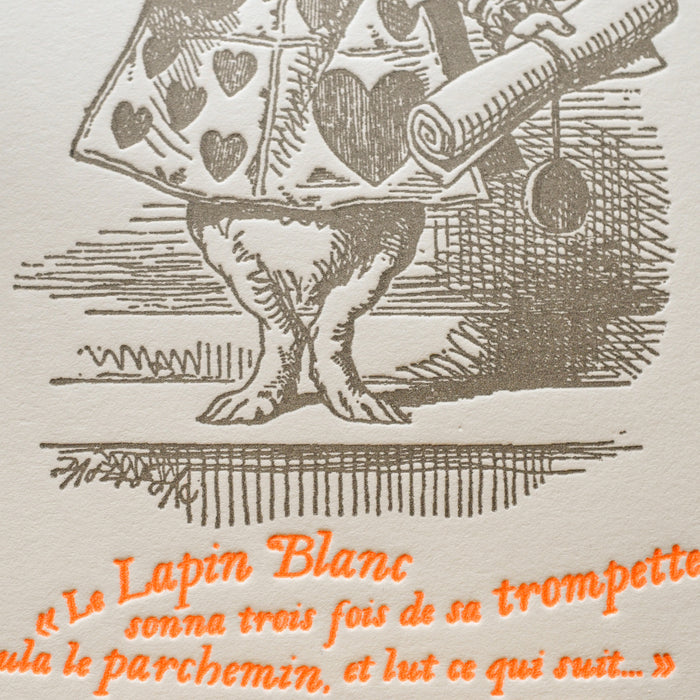Letterpress Card Rabbit with a Trumpet - Alice in Wonderland