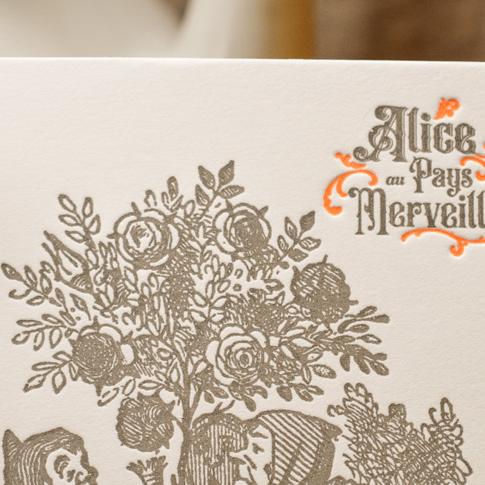 Carte Letterpress Rosier - Alice au Pays des Merveilles