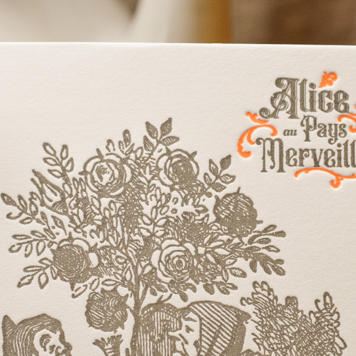 Letterpress Card Rosebush - Alice in Wonderland