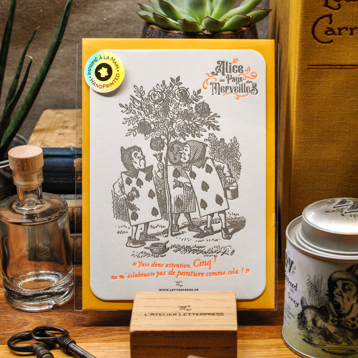 Letterpress Card Rosebush (with envelope) - Alice in Wonderland