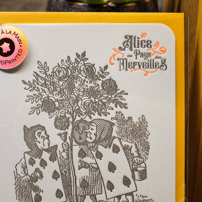 Letterpress Card Rosebush (with envelope) - Alice in Wonderland