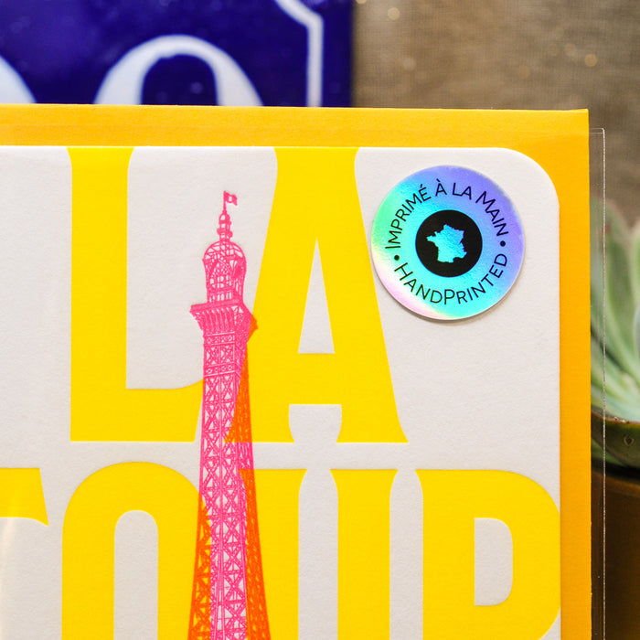 Carte Letterpress fluo Tour Eiffel (avec enveloppe)