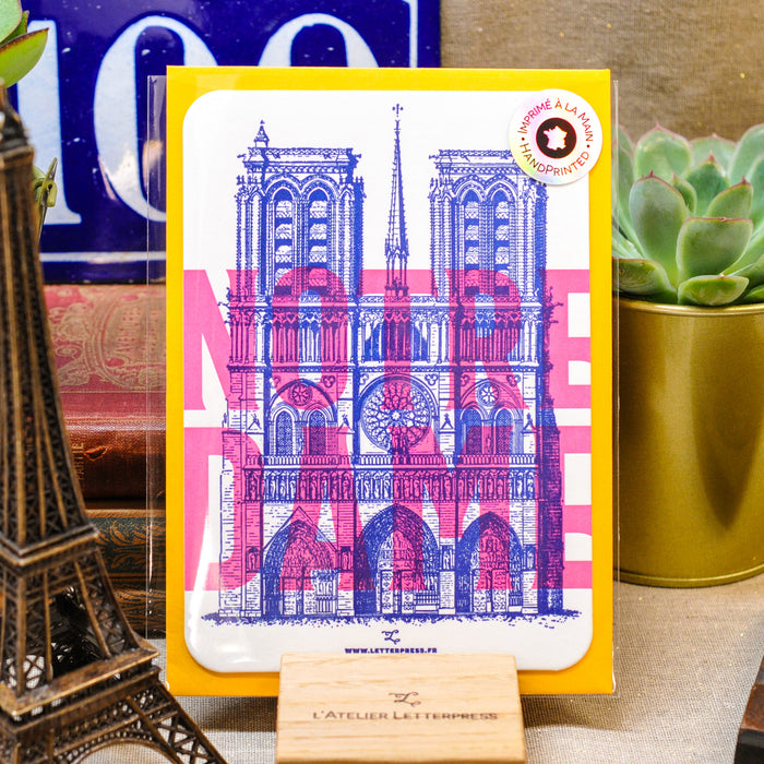 Carte Letterpress fluo Notre Dame de Paris