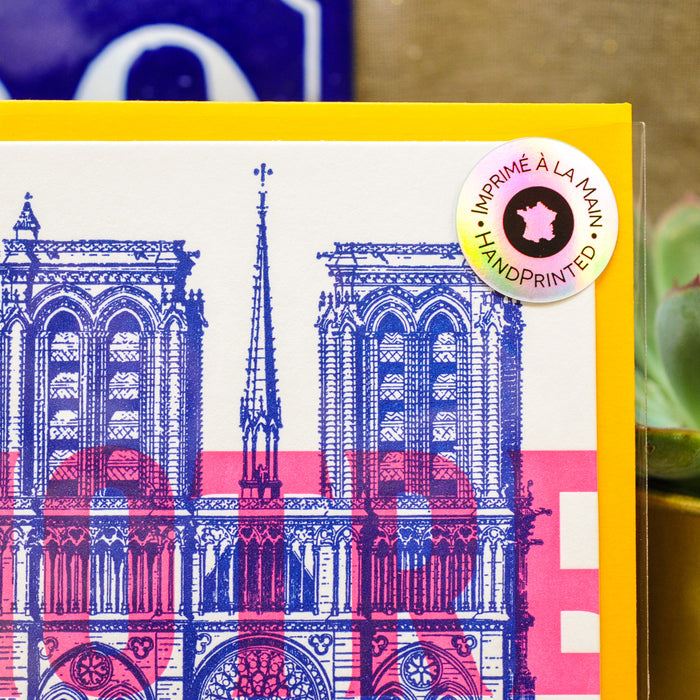 Carte Letterpress fluo Notre Dame de Paris