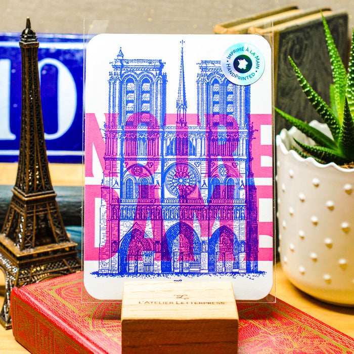 Carte Letterpress fluo Notre Dame de Paris