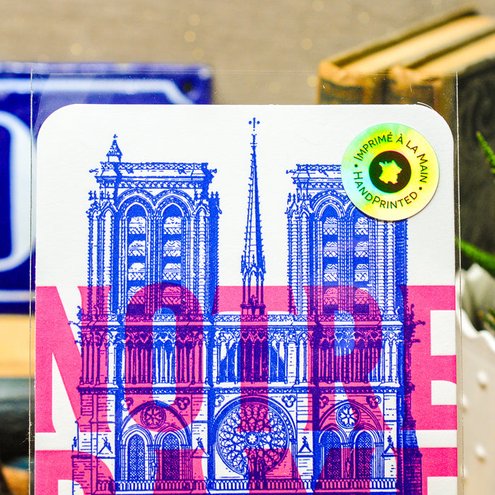 Carte Letterpress fluo Notre Dame de Paris