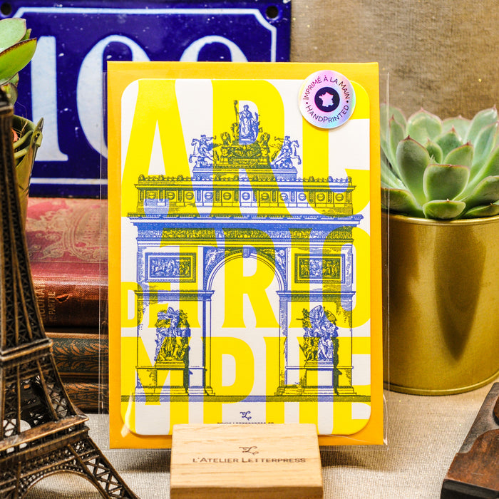 Carte Letterpress fluo Arc de Triomphe
