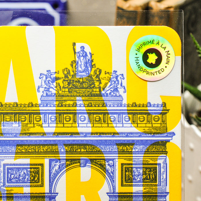 Carte Letterpress fluo Arc de Triomphe