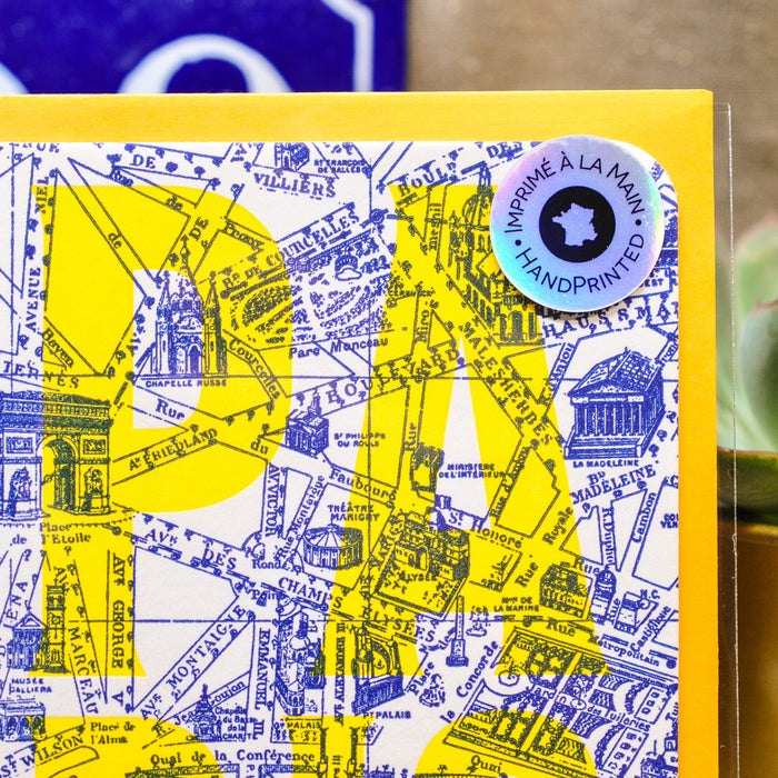 Letterpress Card Map of Paris