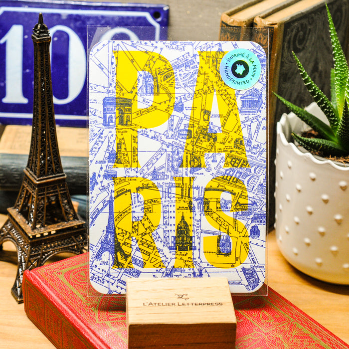 Letterpress Card Map of Paris