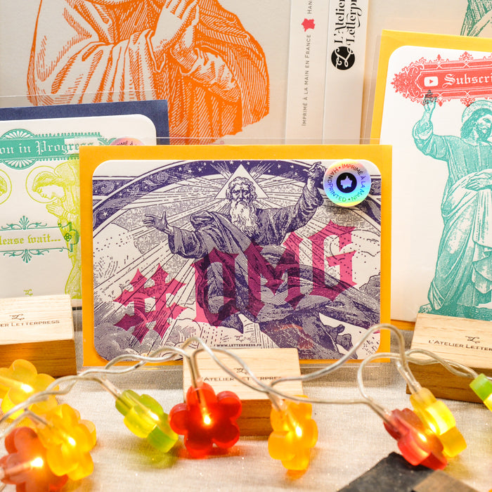 Letterpress Card #OMG (with envelope)