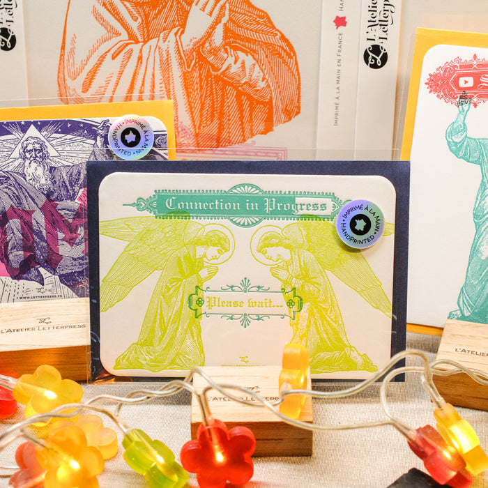 Carte Letterpress Anges Connectés (avec enveloppe)