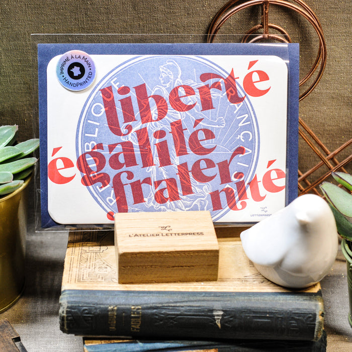 Letterpress Card Liberty, Equality, Fraternity