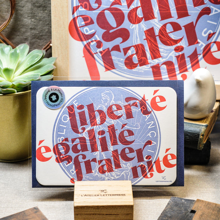 Letterpress Card Liberty, Equality, Fraternity