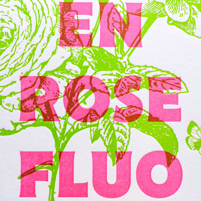 Letterpress Card Life in Neon Pink (with envelope)