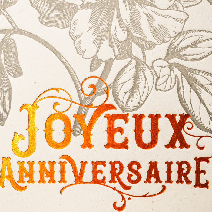 Letterpress Card Happy Birthday Wild Rose, orange (with envelope)