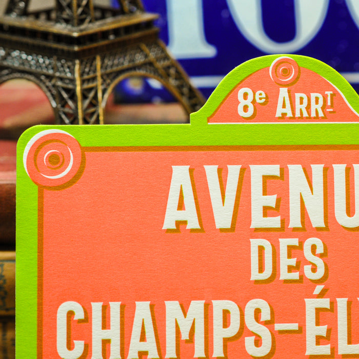 Carte Letterpress Plaque Avenue des Champs-Élysées