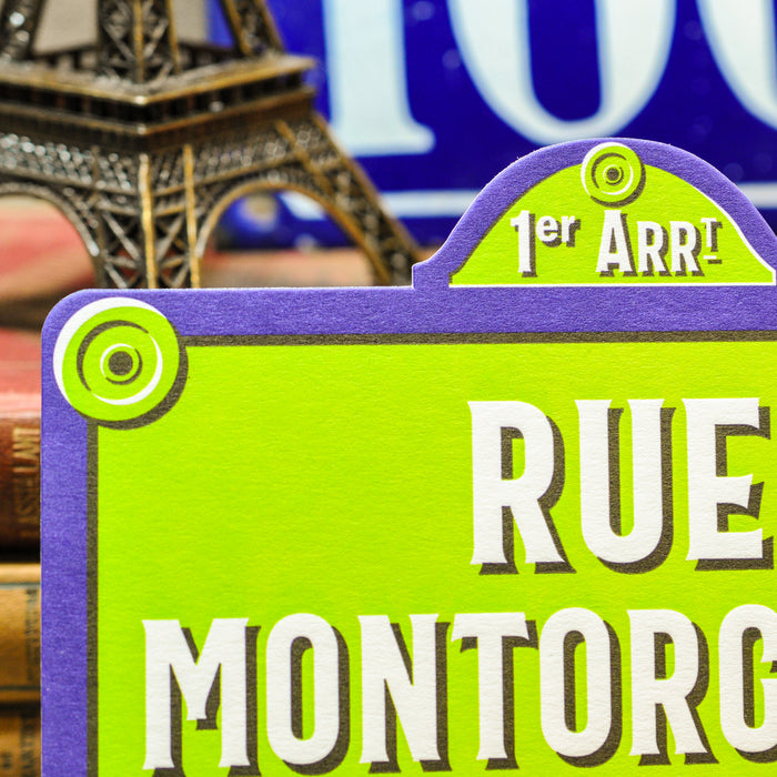 Carte Letterpress Plaque de Rue Montorgueil