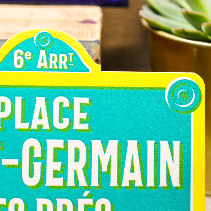 Carte Letterpress Plaque de Place Saint Germain des Prés (avec enveloppe)