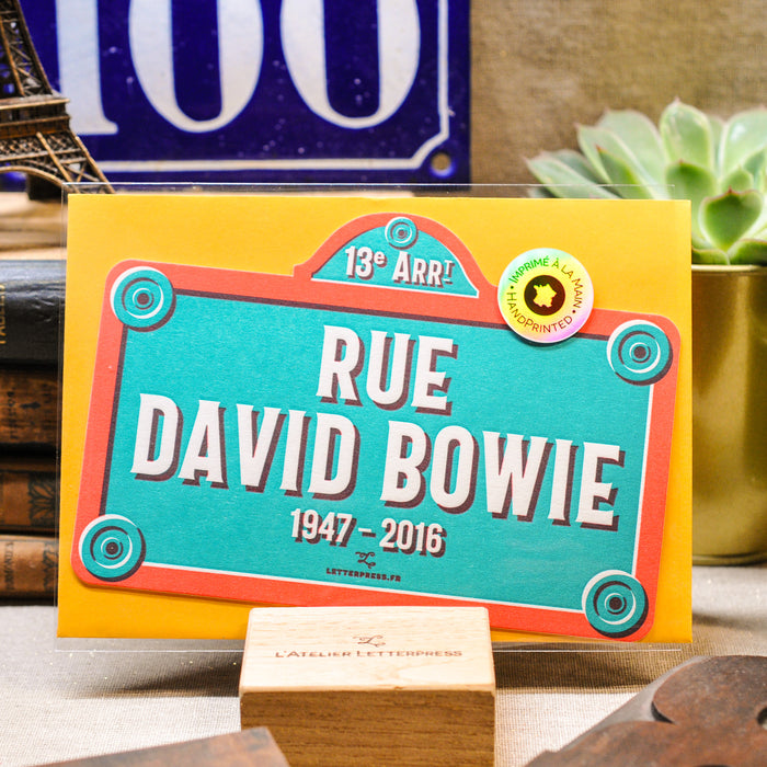 Carte Letterpress Plaque de Rue David Bowie (avec enveloppe)
