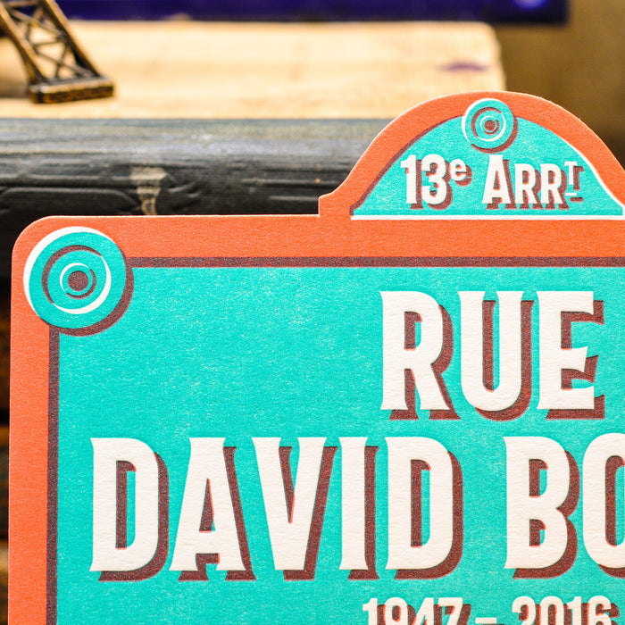 Carte Letterpress Plaque de Rue David Bowie (avec enveloppe)