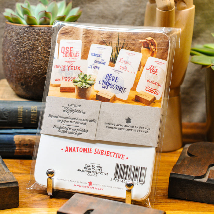 Collection de 10 Cartes Letterpress Anatomie Subjective