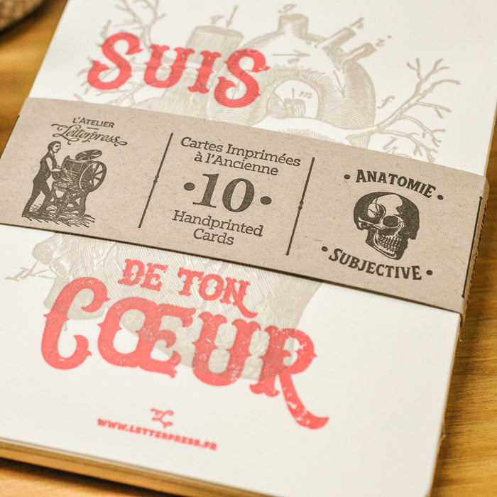 Collection de 10 Cartes Letterpress Anatomie Subjective