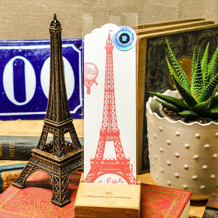 Letterpress Bookmark red Eiffel Tower