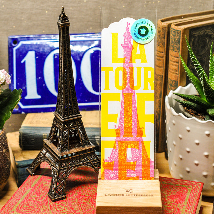Marque-page Letterpress fluo Tour Eiffel