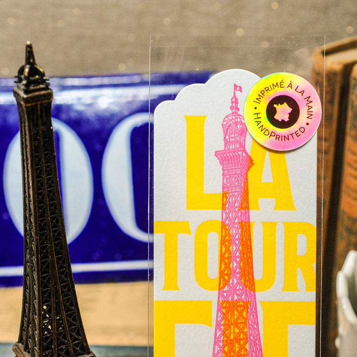 Marque-page Letterpress fluo Tour Eiffel