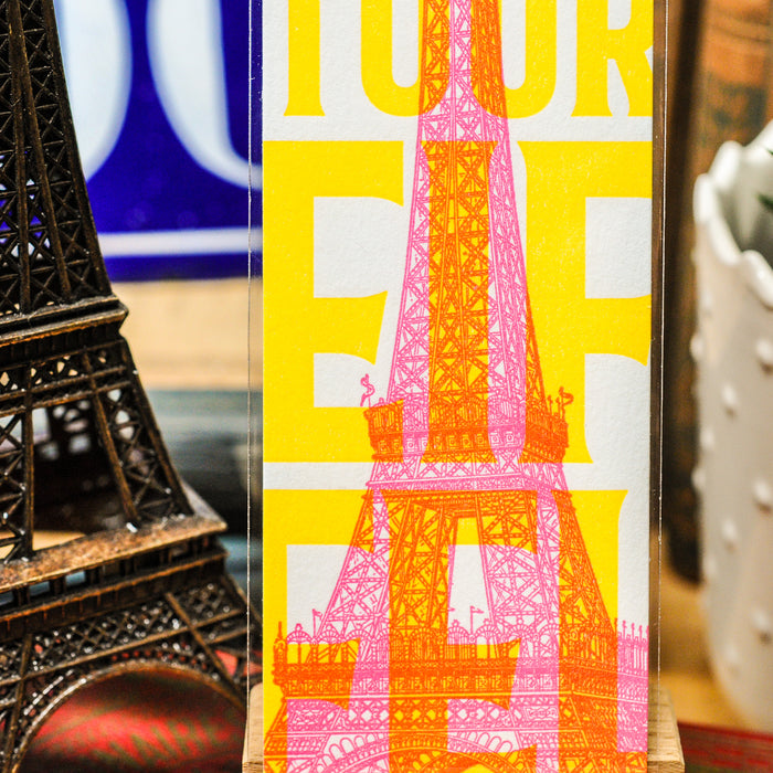 Marque-page Letterpress fluo Tour Eiffel