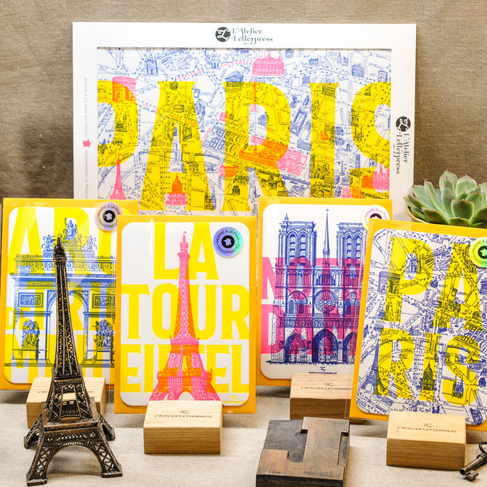 Letterpress Card Map of Paris