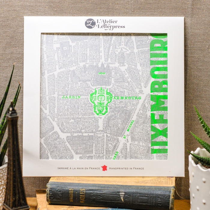 Letterpress Art Print Luxembourg Garden