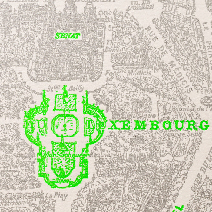 Letterpress Art Print Luxembourg Garden