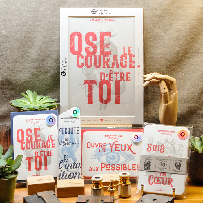 Collection de 10 Cartes Letterpress Anatomie Subjective
