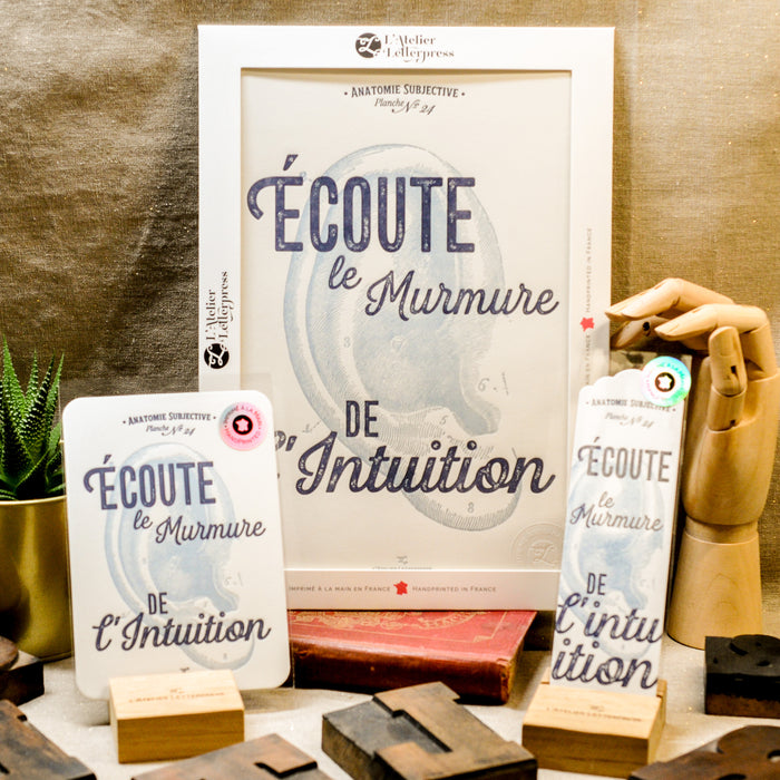 Carte Letterpress Écoute le Murmure de l'Intuition