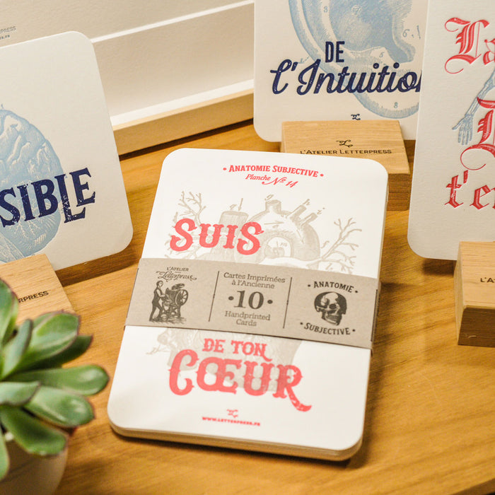 Collection de 10 Cartes Letterpress Anatomie Subjective